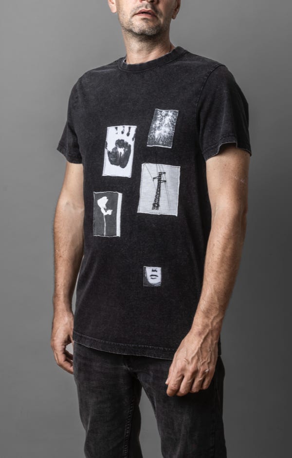 BLACK ACID ROUND NECK TEE 