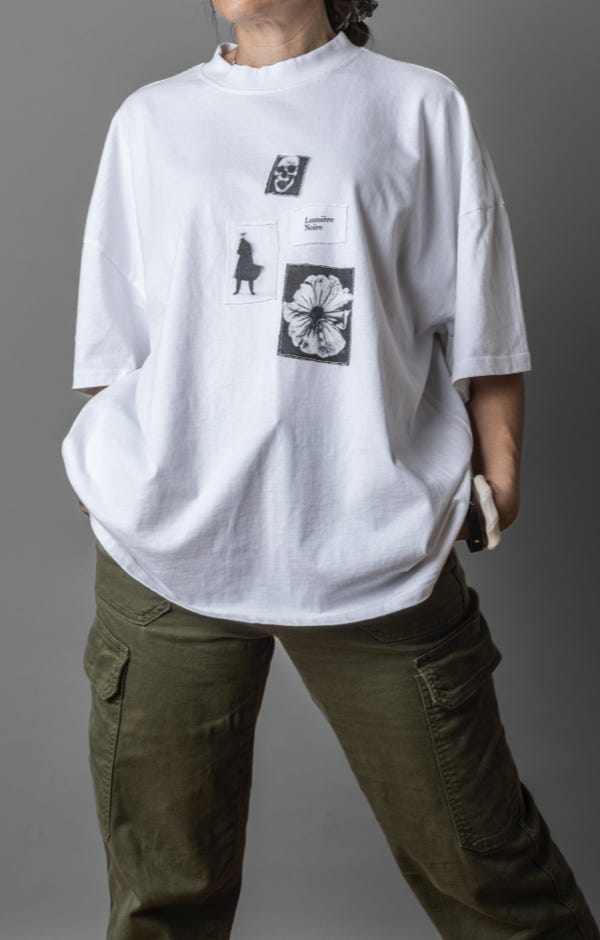 WHITE OVERSIZED MOCK NECK TEE