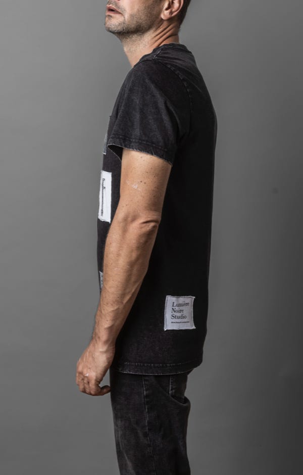 BLACK ACID ROUND NECK TEE 